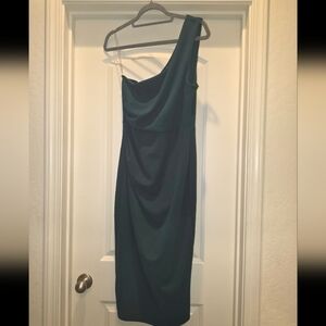 Windsor One-Shoulder Dark Green Dress